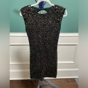 Lily Rose Black and Gold Sequin Cocktail Dress size Small